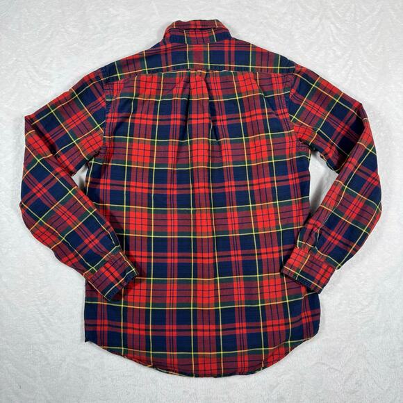 Ralph Lauren Men's Small Plaid Red Long Sleeve Button Down Shirt Chest Pocket - Picture 3 of 7